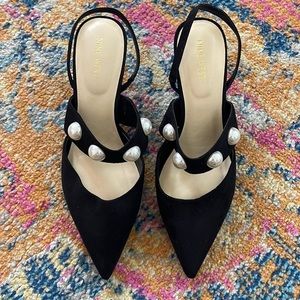 Black Heels with Pearl Detail